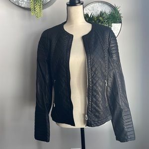 Members Black Only Faux Leather Jacket Size M